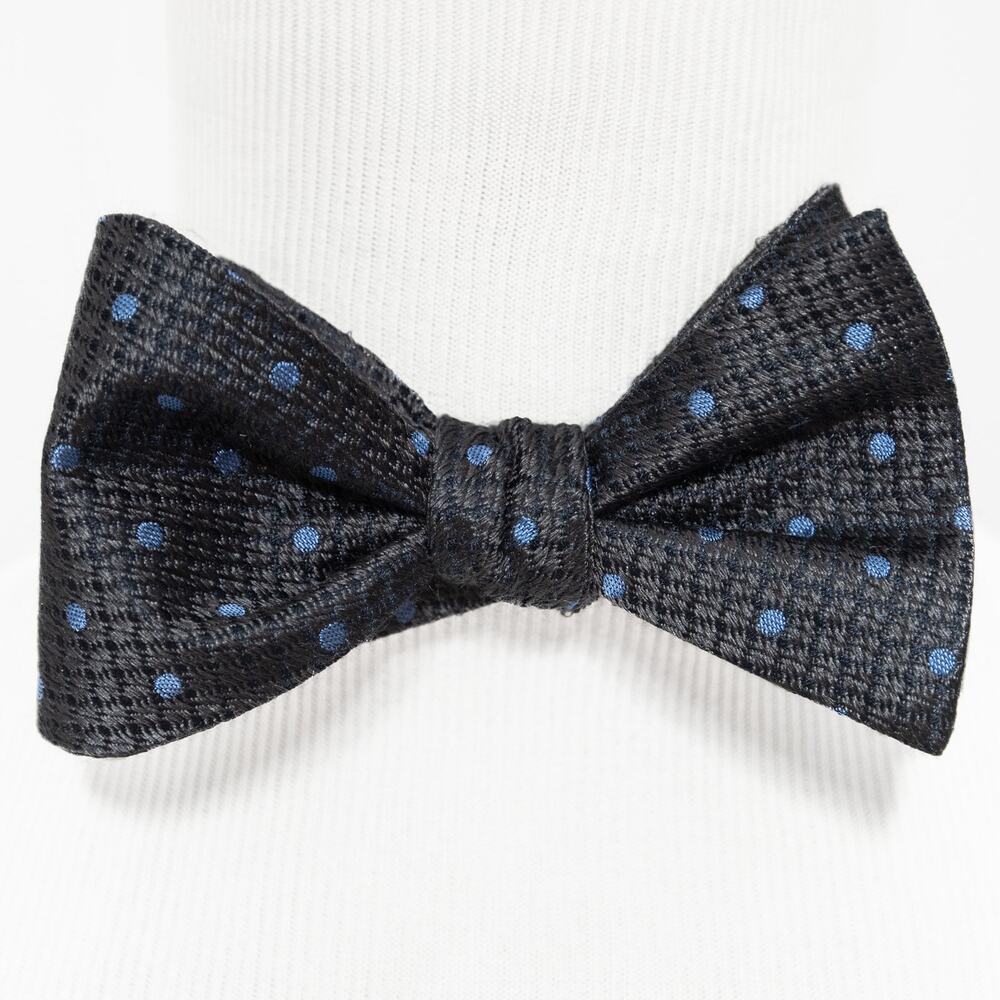 Daniel Cremieux Gray Polka Dot 100% Silk Self Tie Bow Tie Bowtie